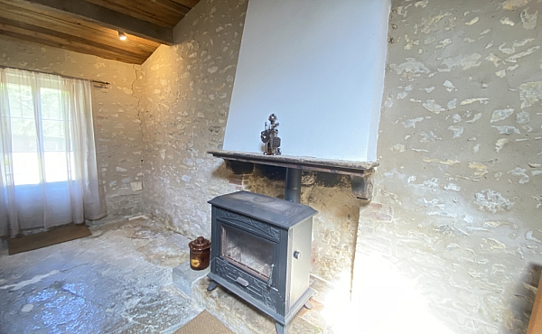 Woodburner in dining room