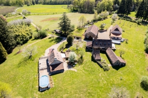 Stone Houses, Outbuildings, Pond in the Countryside