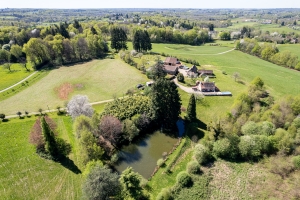 Stone Houses, Outbuildings, Pond in the Countryside
