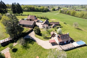 Stone Houses, Outbuildings, Pond in the Countryside