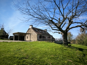 Stone Houses, Outbuildings, Pond in the Countryside